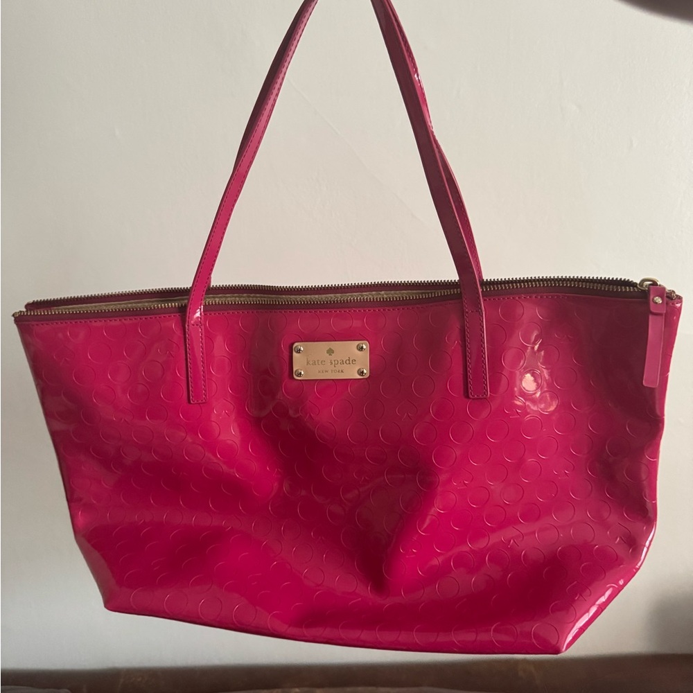 Kate Spade pink Nylon patent leather tote bag